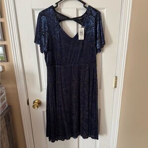 Torrid Size 0 Velvet Blue Dress with cutout - NWT